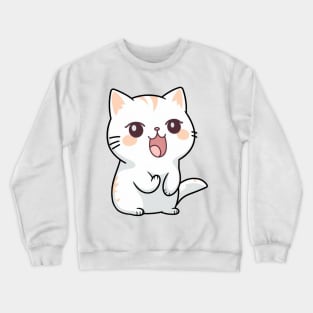 happy cat meowing Crewneck Sweatshirt